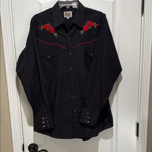 Ely Cattleman Black and Red Casual Button Down Shirt